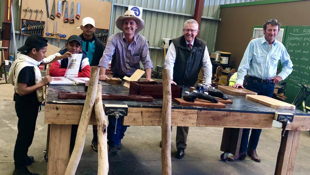 OPEN DAY: Krist Grasnick, Mark Coulton MP and Bernie Shakeshaft at the FlatTrack opening day in Moree. Photo: CONTRIBUTED