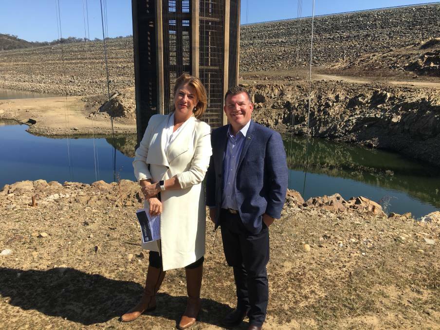 WATER PRESSURE: NSW Water Minister Melinda Pavey and Member for the Dubbo electorate Dugald Saunders inspect Burrendong Dam in 2019. Photo: Contributed