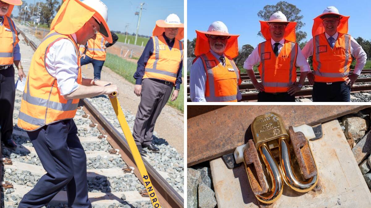 COMPLETED: The final pin has been put into place for the Parkes to Narromine section of the Inland Rail. Photos: AMANDA LEE