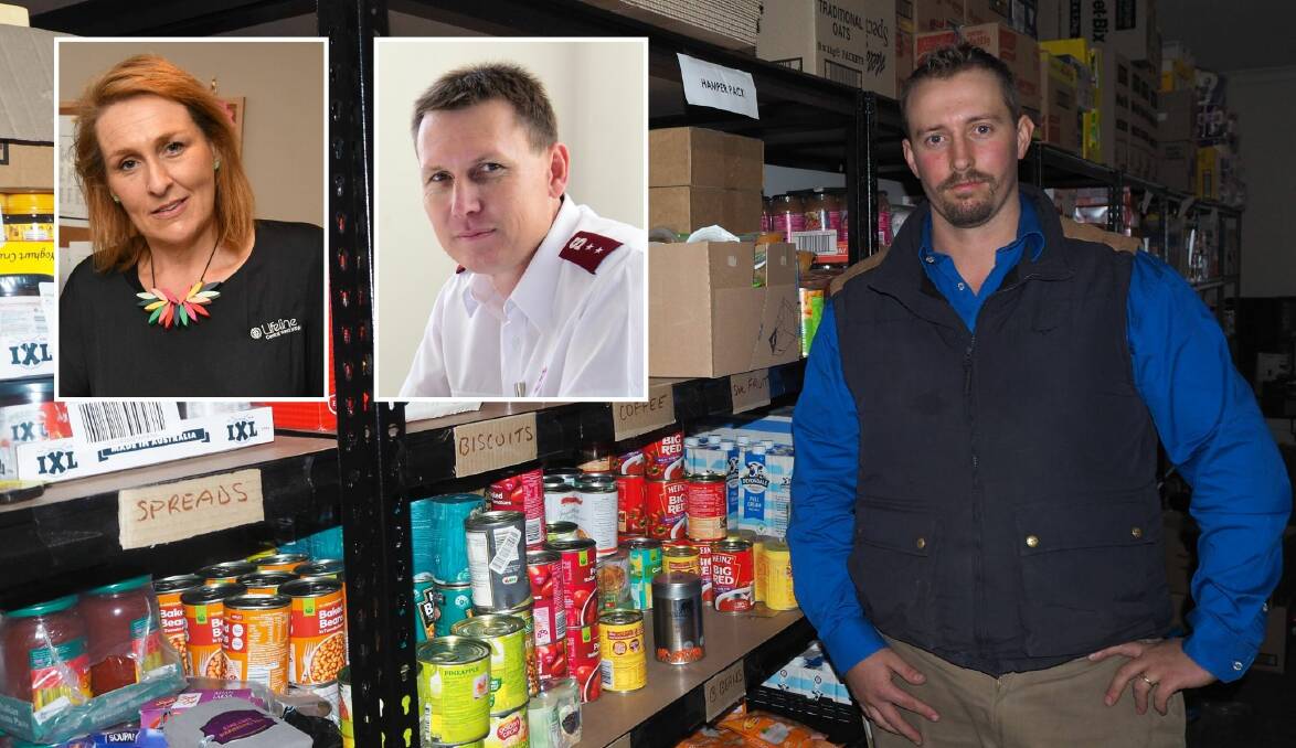 HELP ON HAND: Hope Care Bathurst operations and welfare services manager Elliot Redwin, Lifeline Stephanie Robinson (inset) and Captain David Sutcliffe (inset) say there have been a shift in the type of people seeking help. 