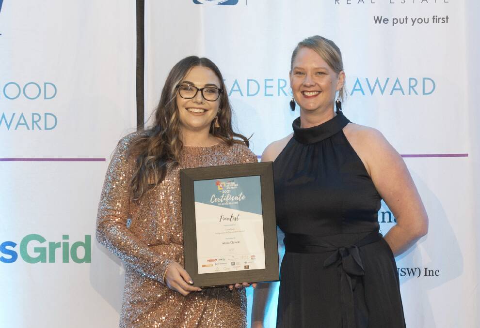 WINNER: Leticia Quince with TransGrid head of property and environment Heather Wagland at the gala presentation. Photo: CONTRIBUTED
