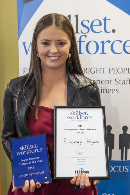NOMINATION: Courtney Hogan pictured last month after being awarded the Skillset Workforce Trainee of the Year Award. Photo: CONTRIBUTED