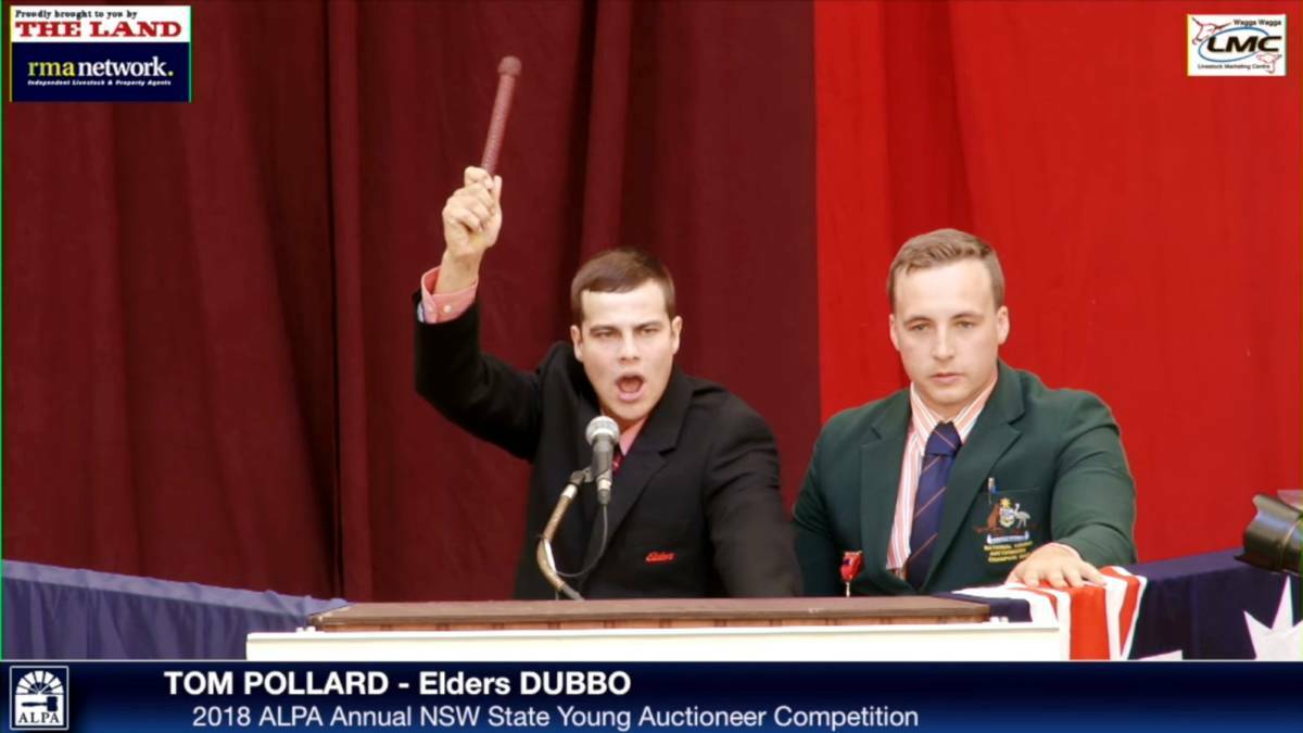 COMPETITION: Tom Pollard from Dubbo in action during the 2018 ALPA Young Auctioneers Competition at the Sydney Royal Easter Show. 