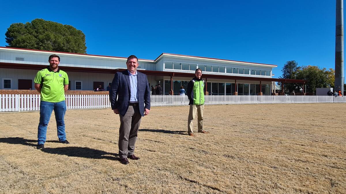UPGRADE: Dubbo MP Dugald Saunders with Cricket NSWs Angus Norton and Matt Ellis. Photo: CONTRIBUTED