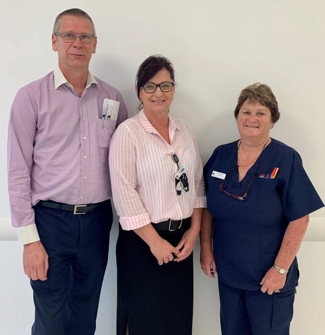 NEW ROLE: Clinical Supervisor, specialist consultant Dr Dean Fisher, Christal Ayton TNPE and Manager of Theatres and Perioperative Services DHS Liz Murphy. Photo: CONTRIBUTED