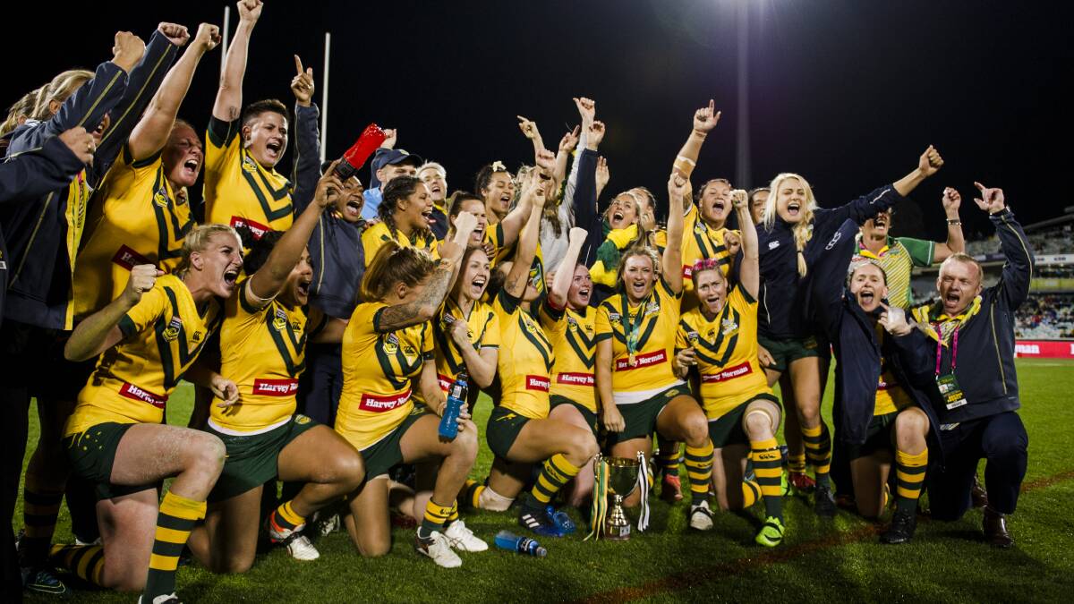 MORE SUCCESS WANTED: Brad Donald (front, right) is hoping to celebrate victory with his Jillaroos at the World Cup. The former Bathurst Panthers coach is now mentor of the Australian team.