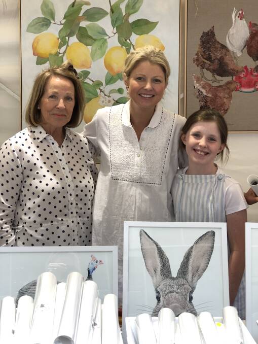 Von, Sarah and Skye Cannon from the Hay plains showcased artwork from Sarah Cannon Portraits at the pop-up @buyfromthebush market in Sydney's CBD.