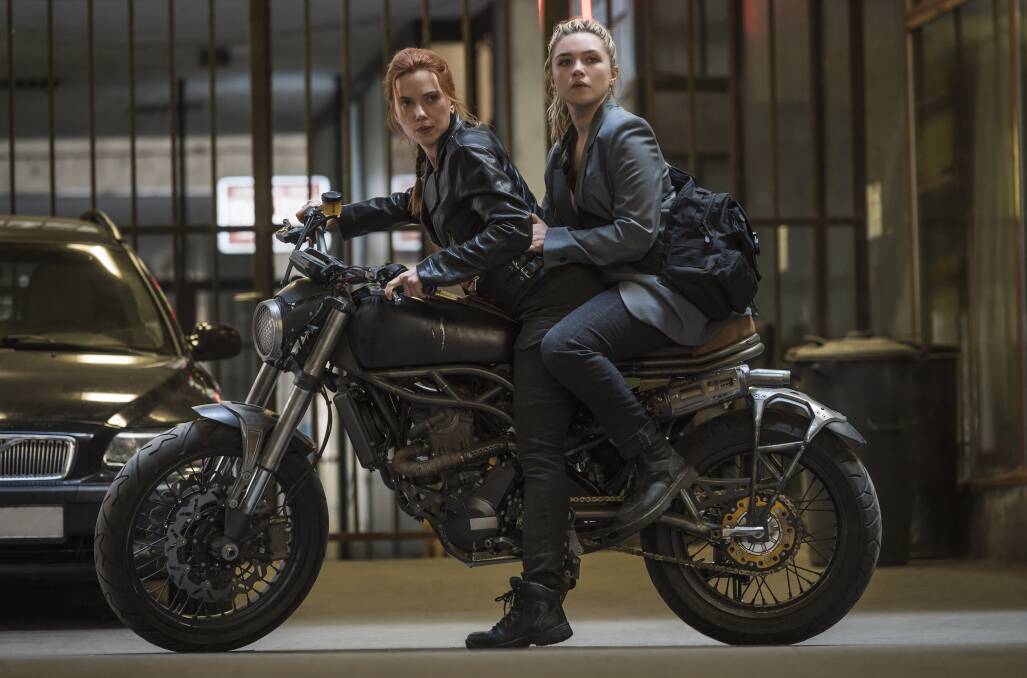 BINGE WATCH: Scarlett Johansson and Florence Pugh in Black Widow. Picture: Jay Maidment/Marvel Studios 