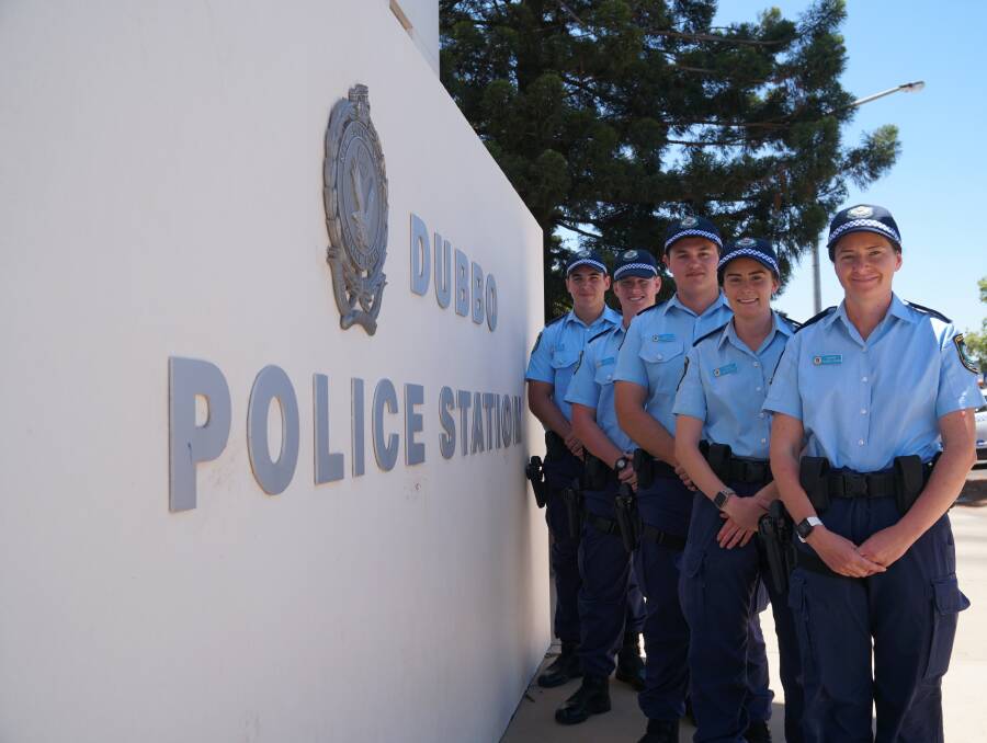 NEW ARRIVALS: Probationary Constables Ben O'Mally, Glenn Midgley, Solomon Henry, Taylar Gavel and Lauren Brown. Photo: NSW POLICE FORCE