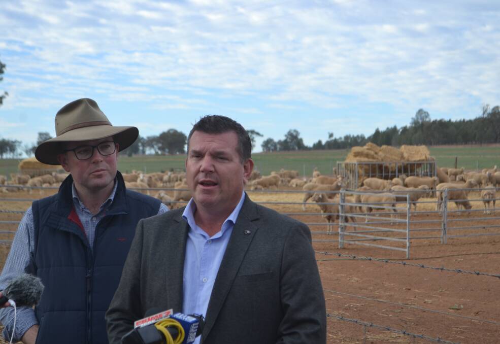 RESPONDING TO ICE CRISIS: Western NSW Minister Adam Marshall and state member for Dubbo Dugald Saunders addressing the media on Wednesday.