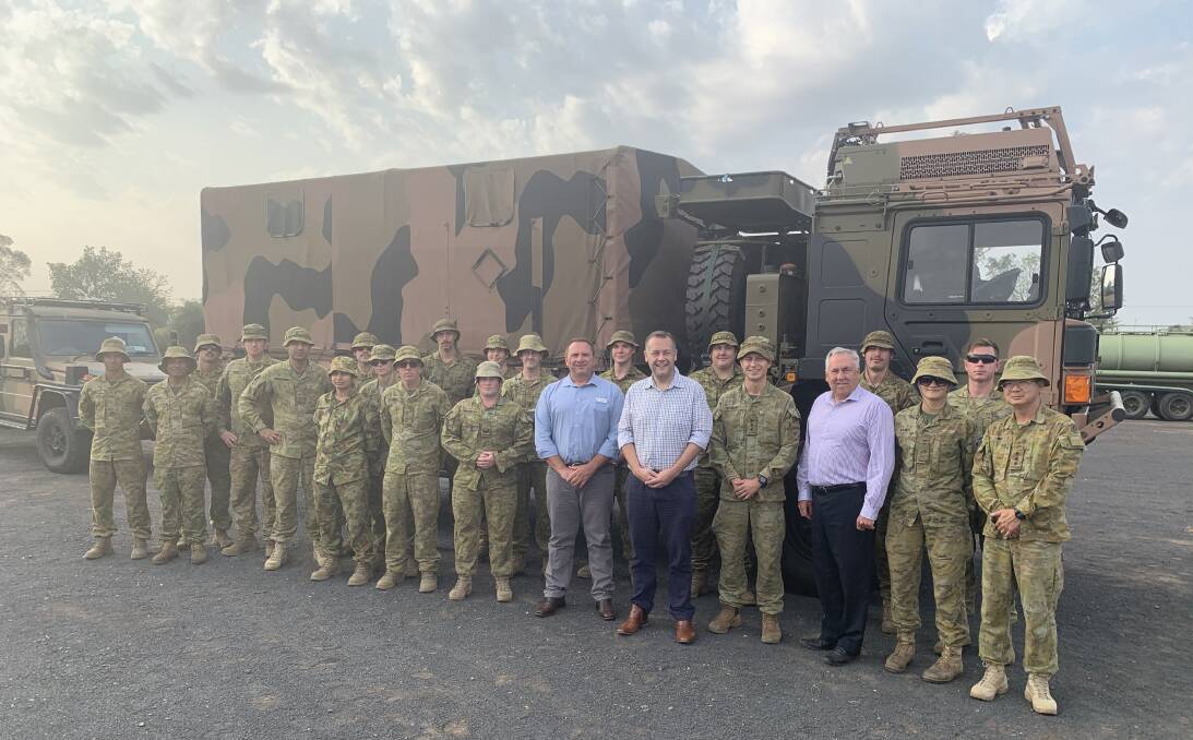 SPECIAL GUESTS: Troops in Dubbo with mayor Ben Shields, Councillor Greg Mohr and Dubbo Regional Council CEO Michael McMahon. Photo: SUPPLIED.