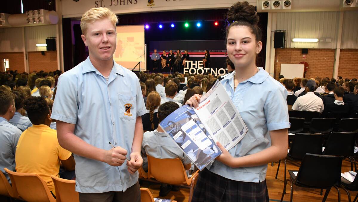 CONSIDERING CAREERS: Beau McIntosh and Kayla Strudwick benefited from the careers event at St Johns College. Photo: BELINDA SOOLE