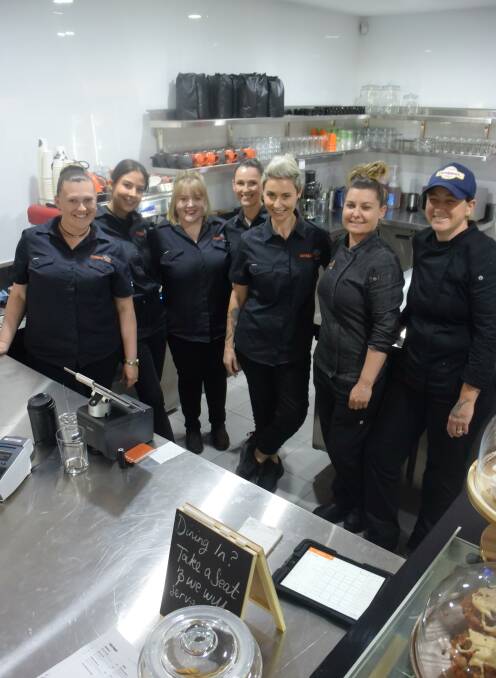 FRIENDLY FACES: Kerrianne Nichols and the Outback Trek Cafe team. Photo: SAVANNAH CODDINGTON