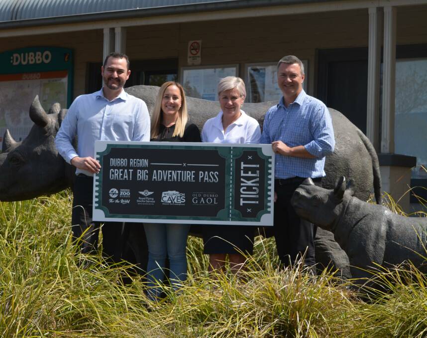 ON SALE: Dubbo Regional Council's Jamie Angus, Michelle Tonkins and Julie Webster with Taronga Western Plains Zoo's Steve Hinks. 