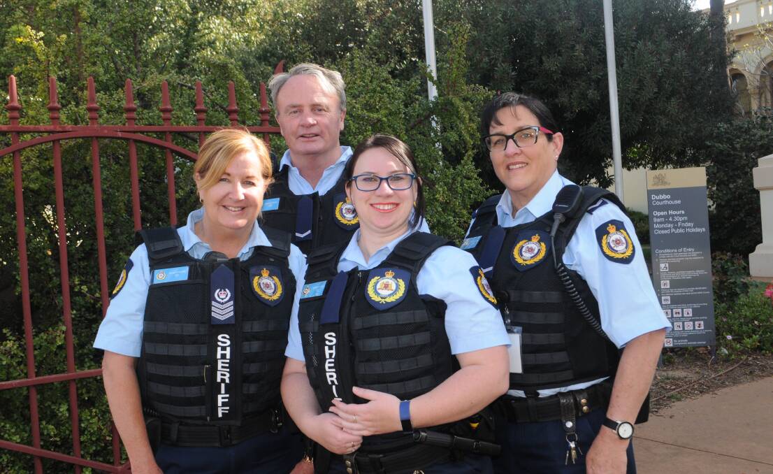 SQUAD: Dubbo sheriffs officer Bruce Jones, sergeant Sharon Dykes, probationary sheriffs officer Pagan Hockley and sheriffs officer Ann Mastellotto. Photo: RYAN YOUNG