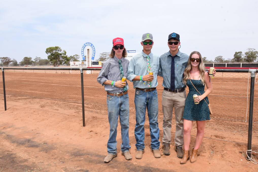 TRANGIE RACE DAY: Callum Hedges, Ethan Lange, Harry Obst and Jess Pearce at the races. Photo: AMY McINTYRE