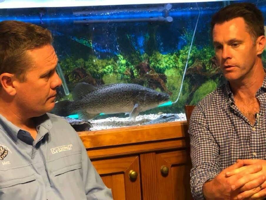 DISCUSSING ISSUES: Recreational fisher Matt Hansen with Chris Minns in Dubbo earlier this year. PHOTO: Supplied