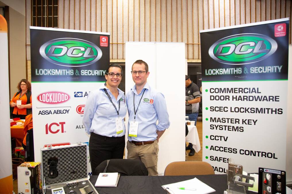 SHOWCASING BUSINESS: DCL Locksmith manager Tracy Sallustio and project manager John Mannering at the expo. Photo: FACEBOOK/SUPPLY NATION