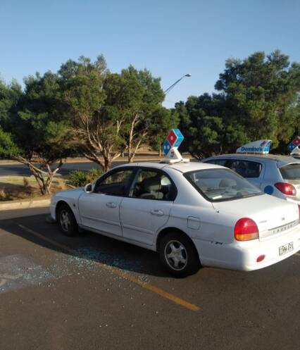 SMASHED: The Dubbo Domino's delivery vehicle that youths vandalised on Monday morning. Photo: CONTRIBUTED