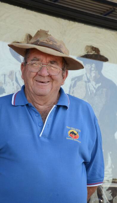 Tom Dwyer was one of 18 people from Forbes to Condobolin with a baby and a kelpie reproduced in coloured wool.

