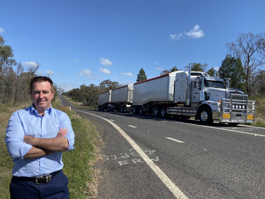 Minister for Regional Transport and Roads Paul Toole on the Newell Highway at Dubbo.