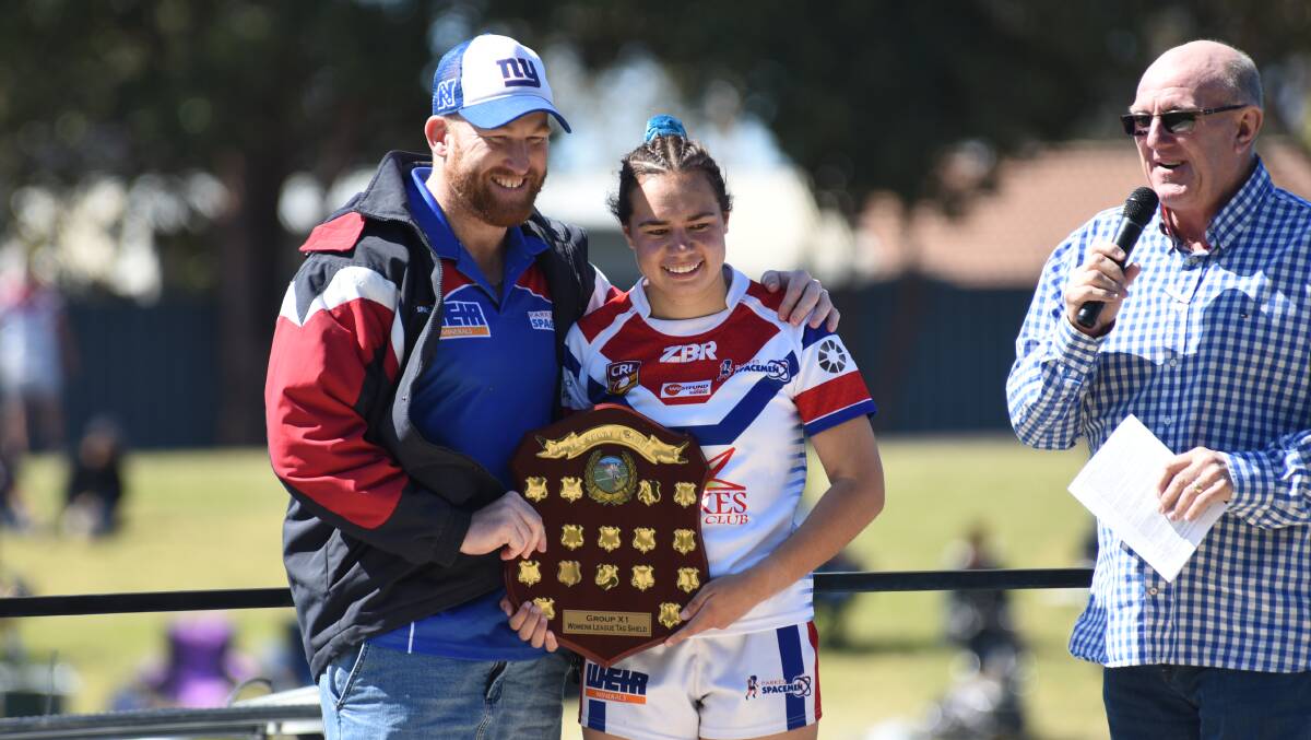 TOP DOG: Parkes' Joe Spicer, pictured with Spacecats league tag skipper Tyannua Goolagong, is the new president of the Spacement. Photo: AMY McINTYRE