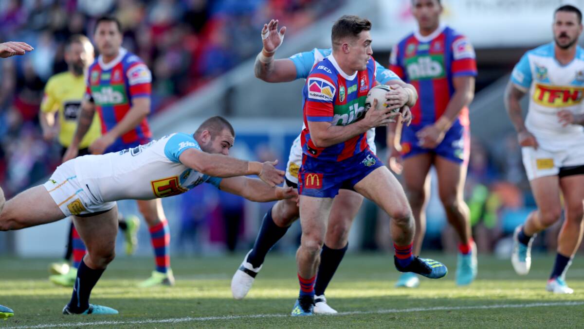 SLICING THROUGH: Connor Watson is preparing to play more fullback for the Knights in 2019 as Newcastle jostles with the prospect of Kalyn Ponga at five-eighth. 