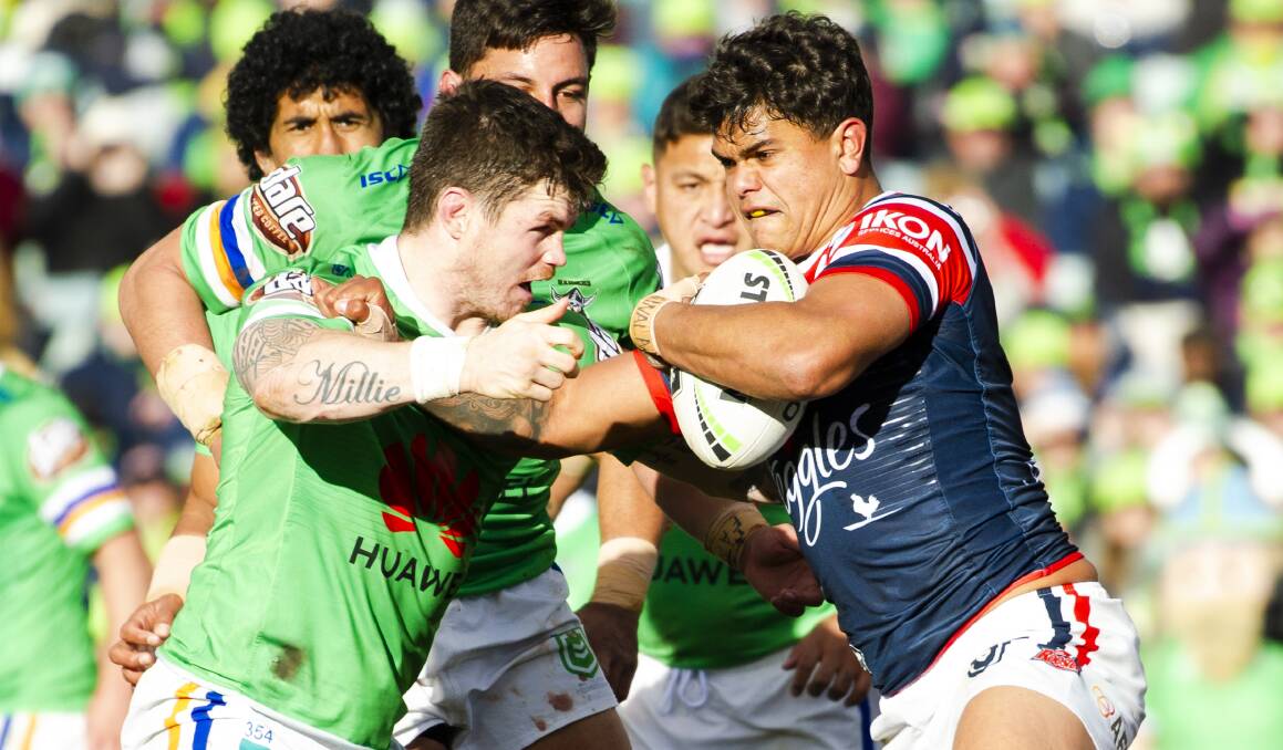 COCK-A-HOOP: Latrell Mitchell has signed with South Sydney for 2020, and could kick off his time in Rabbitohs colours at Mudgee next month. Photo: JAMILA TODERAS