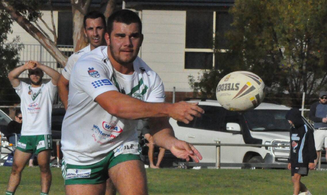 OUT THE BACK: Alex Bonham has quickly found form in the Dubbo CYMS halves, nailing the field goal that sealed the Fishies' seven-point win over Forbes on Sunday. Photo: NICK McGRATH