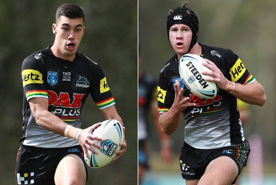 HEAD-TO-HEAD: Panthers teammates, Charlie Staines and Matt Burton will lead their respective under 18s sides into the Group 11 grand finals on Sunday. Photos: NRL PHOTOS