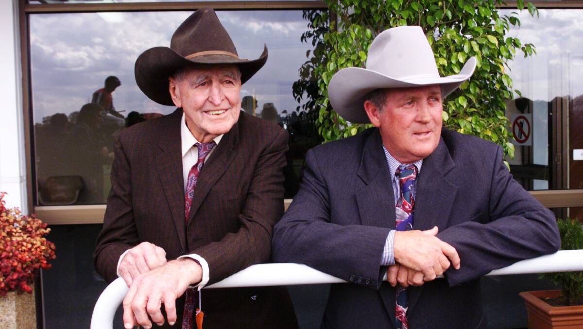 LEGENDS: Harry Myer and Max Crockett side by side at the track. Photo: AAP