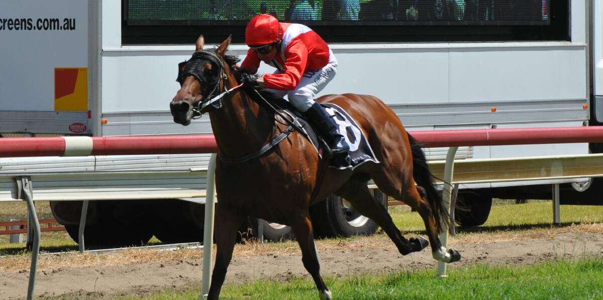 OUT IN FRONT: Philadora blitzed the field in the fourth at Mudgee on Sunday. Photo: NICK McGRATH
