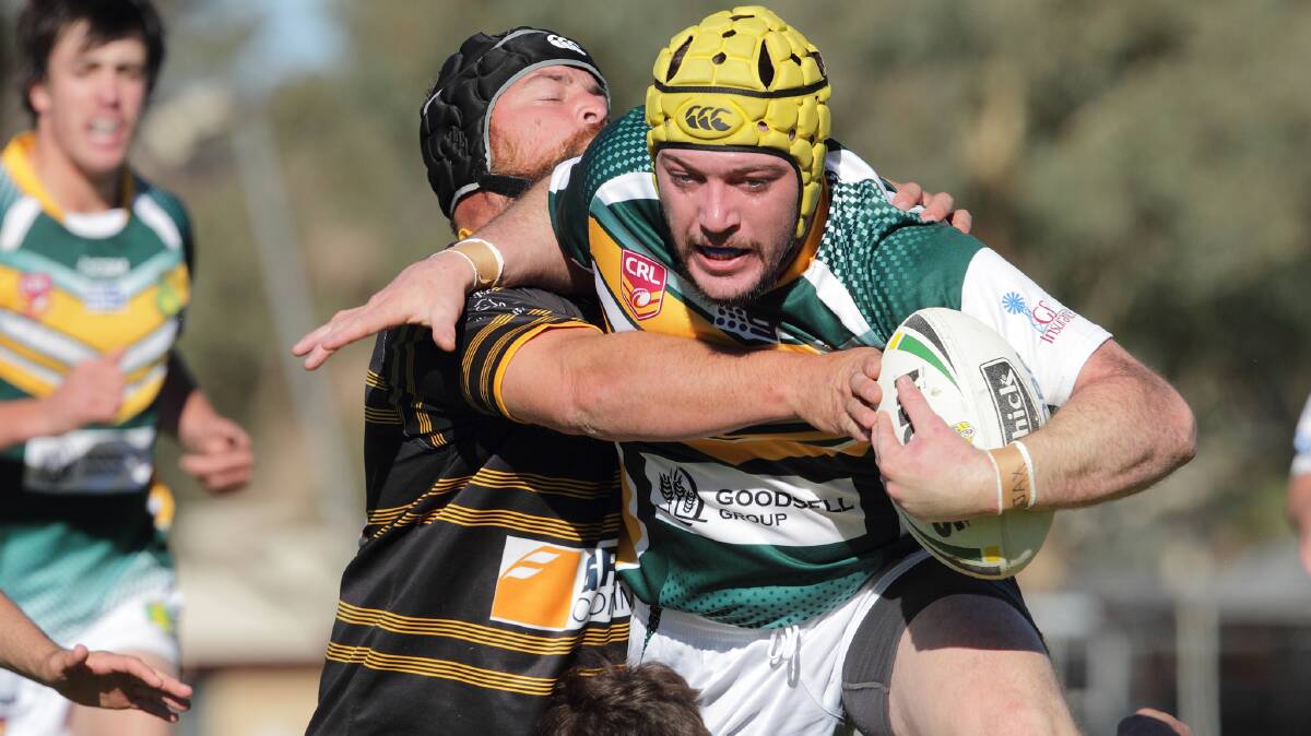  HERE COMES THE BOOM-ER: Trundle prop Jacob Brady storms forward in the premiers' win over Grenfell. Photo: RS WILLIAMS