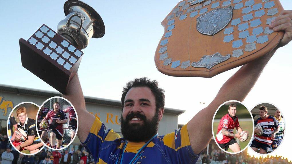 ON TOP: Peter Fitzsimmons lifts the Blowes Clothing Cup in 2019. The Bulldogs club is planning on contesting the 2020 New Holland Agriculture Cup too, taking on clubs like (inserts from left) CSU Bathurst, Parkes, Narromine and Mudgee. 