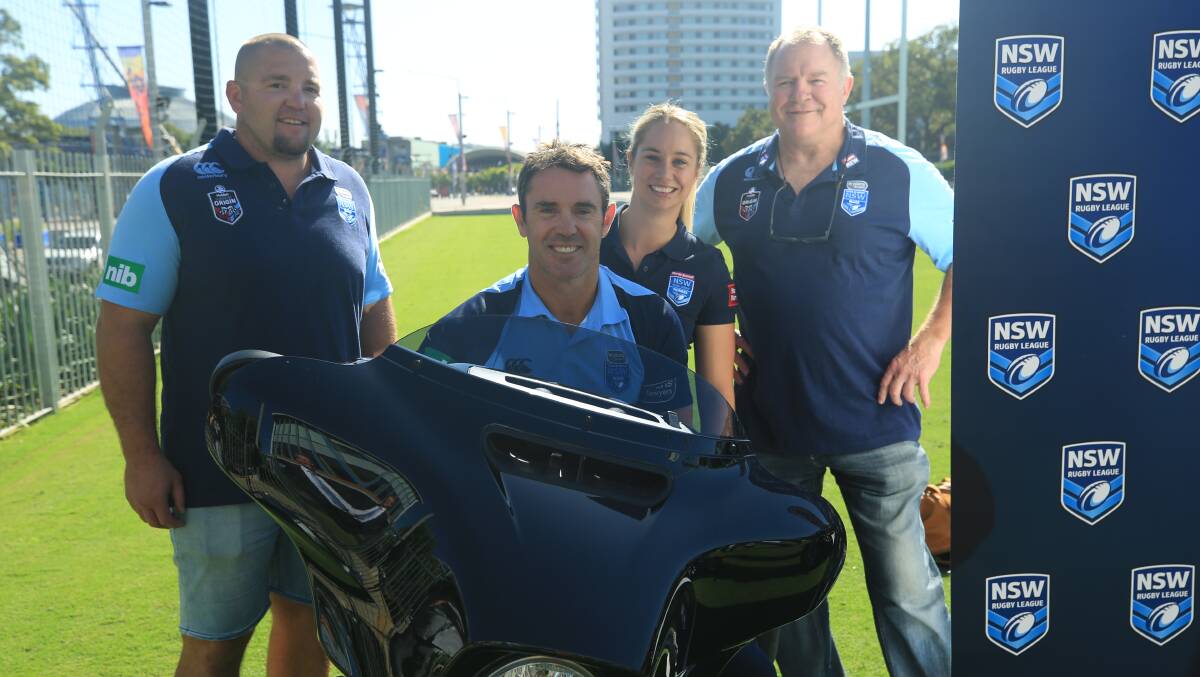 LAUNCH: Pictured on Monday, (from left) Mark O'Meley, Brad Fittler, Kezie Apps and Ian Schubert before the Hogs For The Homeless charity ride throughout regional NSW. Photo: NSWRL