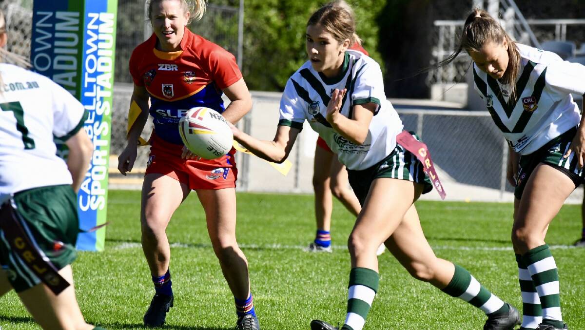 GOING LEFT: Western dummy-half Ella-J Harris gets out from acting half in her side's tough loss to Illawarra at the country championship. Photo: CRL