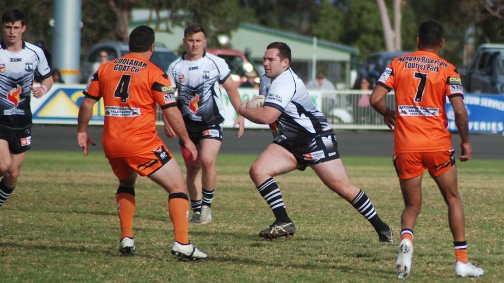 CHARGE: Ben Robinson charges the ball up during Forbes' round eight clash with Nyngan, a game brought forward a week. 