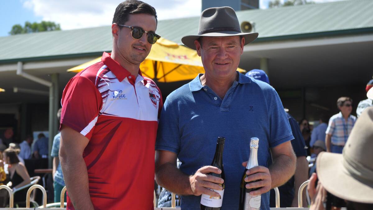 WINNER: Mudgee Dragons coach Jack Littlejohn and Rodney Northam, the winning trainer in the Mudgee Dragons Country Only Showcase Maiden Plate. Photo: NICK McGRATH