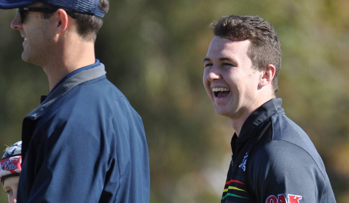 ALL SMILES: Injured Panthers fullback Dylan Edwards was a fan favourite at Apex Oval on Wednesday. Photo: NICK McGRATH