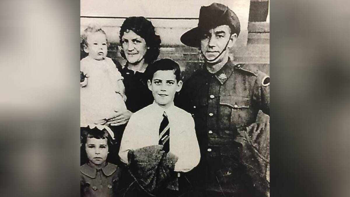 FAMILY: Alan Hunter, centre, with his parents and younger sisters, as they farewell Horace Hunter during World War II. Picture: Courtesy, Alan Hunter