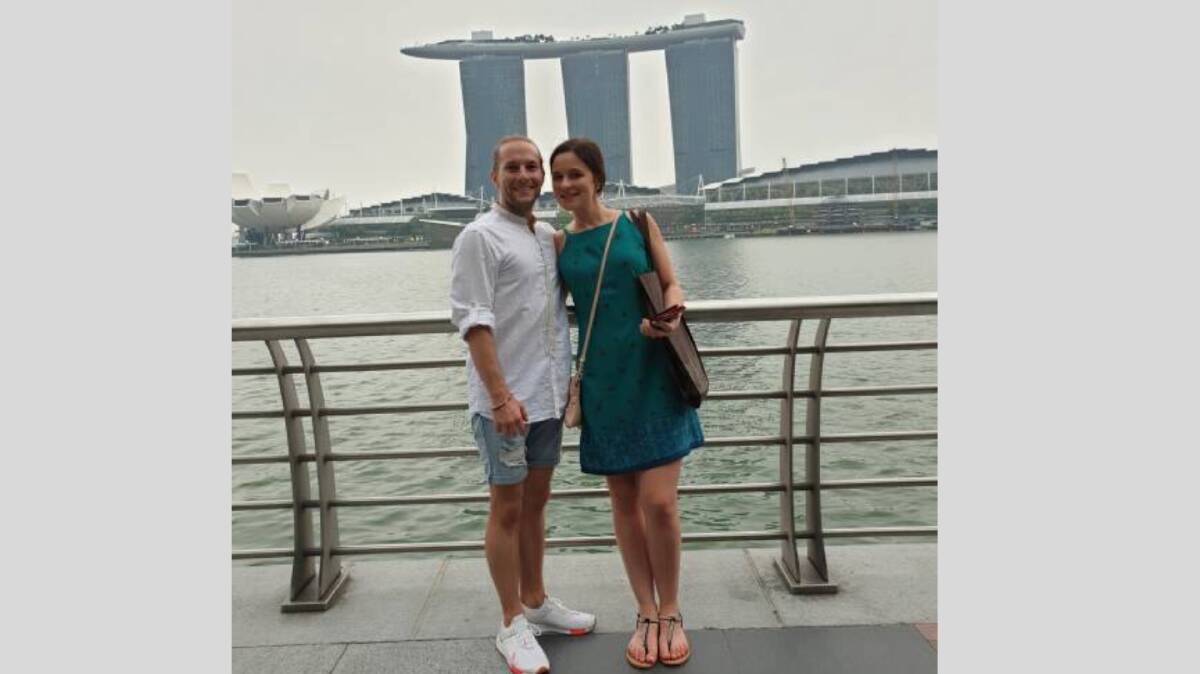 Megan Freckleton with her Danish partner Jeppe Melchjorsen. The couple has lived in Singapore since July 2018 after moving there for Jeppe's job.