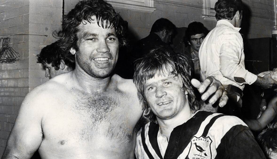 Tommy Raudonikis (right) with Arthur Beetson during their playing days.