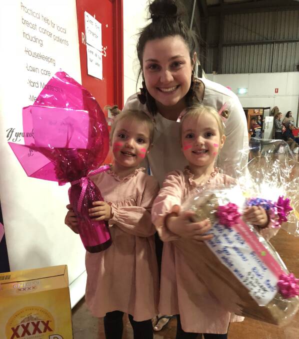 PRIZES: Gabi Herbert and her daughters Hallie and Bridie were big winners in the Pink Angels raffle. Photos: CONTRIBUTED