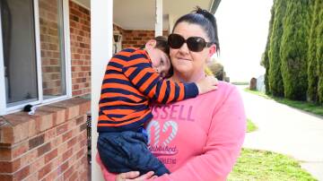 LOCKED OUT: Tina Follett with her four-year-old son Braxton Shean has been homeless for months during which time the family has been bounced around motels and emergency housing. Photo: JUDE KEOGH 