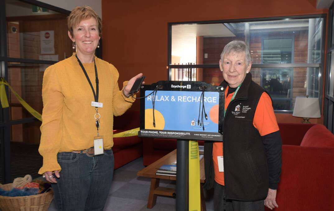 WELCOME DONATION: Ronald McDonald House Orange executive officer Rebecca Walsh and Margarete Bowers with the new recharging station. Photo: CARLA FREEDMAN
