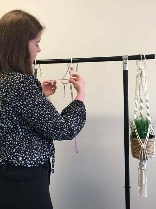 MACRAME MADNESS: Paige Windsor from PJW Crafts shares her Macrame skills with locals. Photo: CONTRIBUTED. 