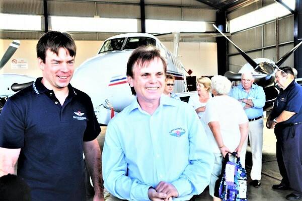 Dr Peter Brendt and Dr Hans-Ullrich Henschel at the Royal Flying Doctors Base in Dubbo. Photo: AMY MCINTYRE.