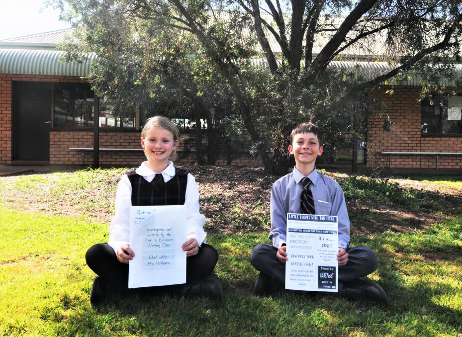 JOURNALISTS IN THE MAKING: Dubbo Christian School year five students Emily Poulter and Matthew Duke. Photo: TAYLOR DODGE. 