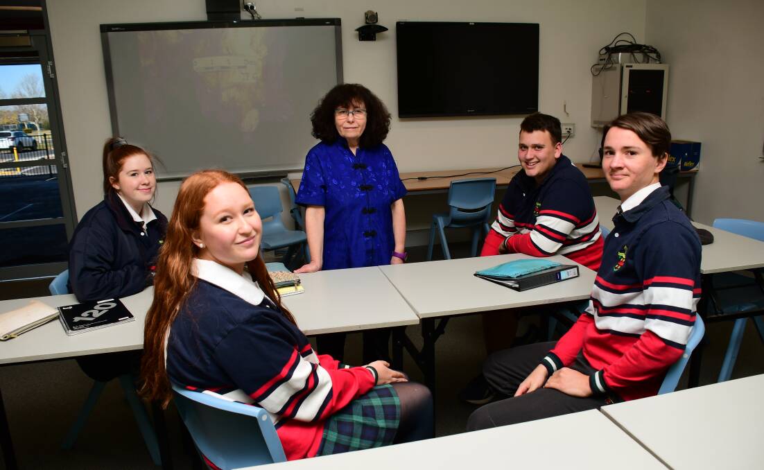 HISTORICAL: Dr Estelle Lazer visits Dubbo Macquarie Anglican Grammar School. Photo: BELINDA SOOLE.