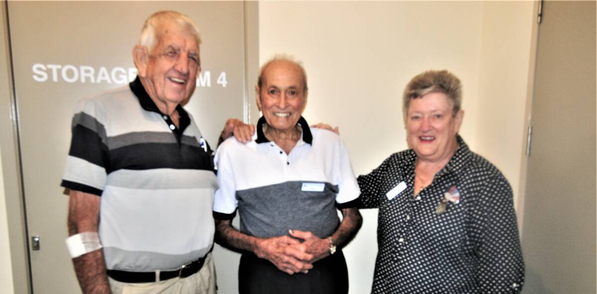 MARK MAKES FIFTY YEARS: Dennis Crimmins, Mark Pavan and Carole O'Connor celebrate milestone. Photo: TAYLOR DODGE.